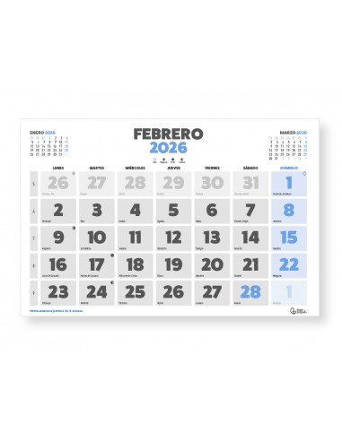 Calendario pared liderpapel clasico...