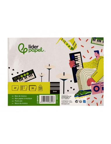 Bloc musica liderpapel pentagrama 5mm...