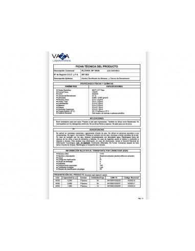 Alcohol etilico vaza de 96º bote de...