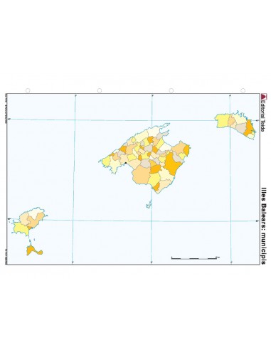 Mapa mudo color din a4 islas baleares...