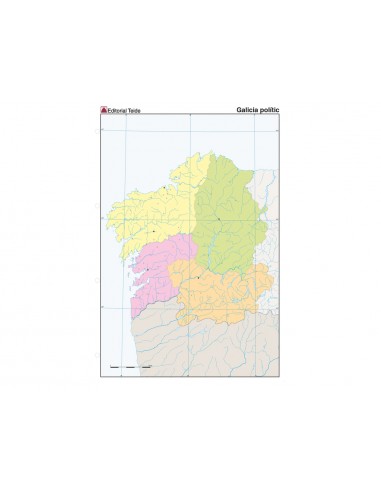 Mapa mudo color din a4 galicia politico