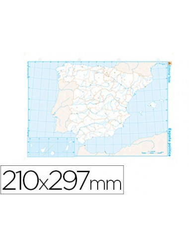 Mapa mudo b/n din a4 españa politico
