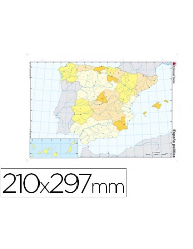 Mapa mudo color din a4 españa politico