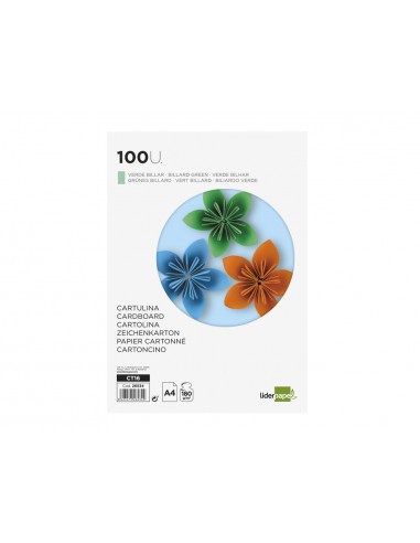 Cartulina liderpapel a4 180g/m2 verde...