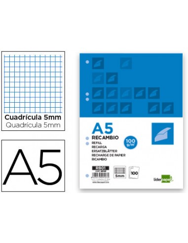 Recambio liderpapel a5 100 h 100g/m2...