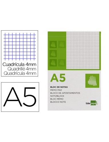 Bloc notas liderpapel cuadro 4mm a5...