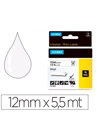 Cinta dymo vinilo blanco 12mm x 5,5mt...