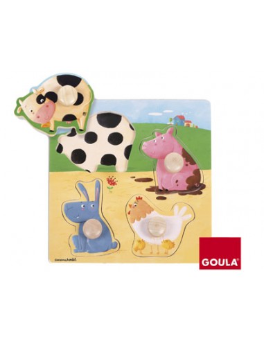 Puzle goula madera 4 piezas animales...