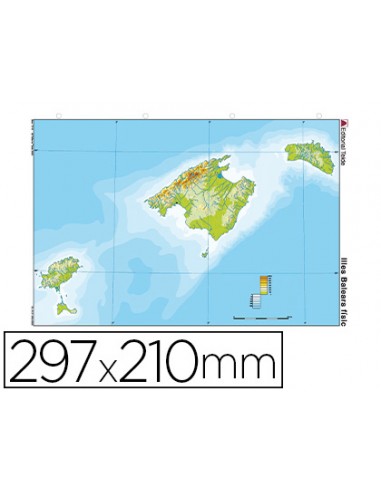 Mapa mudo color din a4 islas baleares...