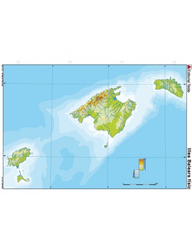 Mapa mudo color din a4 islas baleares...