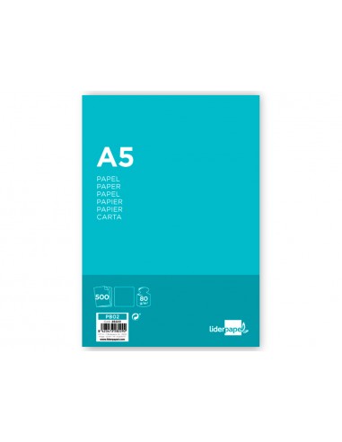 Papel liderpapel a5 80g/m2 liso...