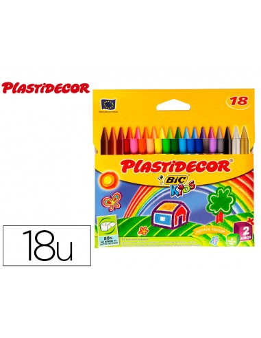 Lapices cera plastidecor caja de 18...