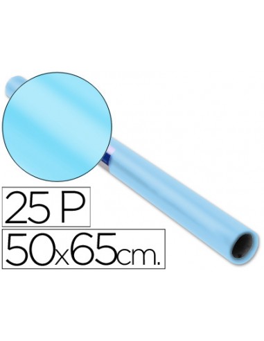 Papel charol celeste rollo 25 hojas...