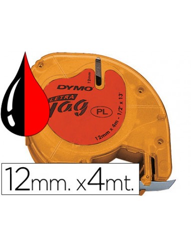 Cinta dymo 12mmx4mt -negro/rojo para...