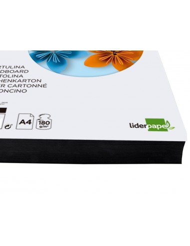 Cartulina liderpapel a4 180g/m2 negro...