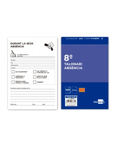 Talonario liderpapel ausentes octavo...