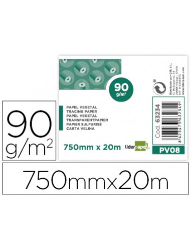 Papel dibujo liderpapel 750mmx20m...