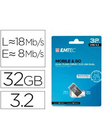Memoria emtec usb 3.2 dual mobile &...