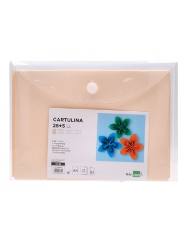 Cartulina liderpapel a4 180g/m2 crema...