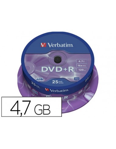 Dvd+r verbatim capacidad 4.7gb...