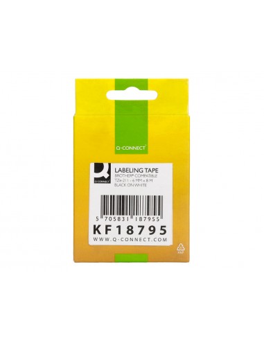 Cinta q-connect tze-211 blanco-negro...