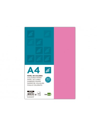 Papel color liderpapel a4 80gr rosa...