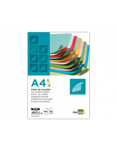 Papel color liderpapel a4 80gr 10...