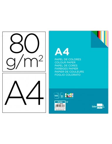 Papel color liderpapel a4 80gr 10...