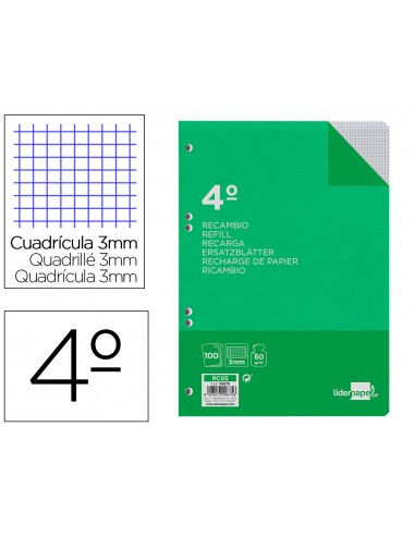 Recambio liderpapel din a5 100 hojas...