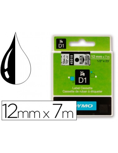 Cinta dymo negro transparente 12mm x7...