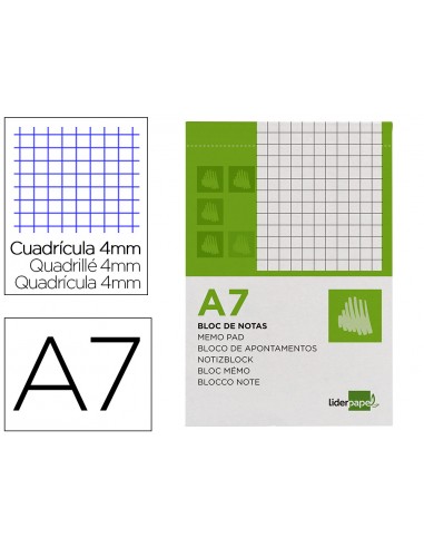 Bloc notas liderpapel cuadro 4mm a7...