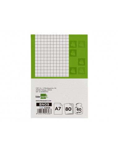 Bloc notas liderpapel cuadro 4mm a7...