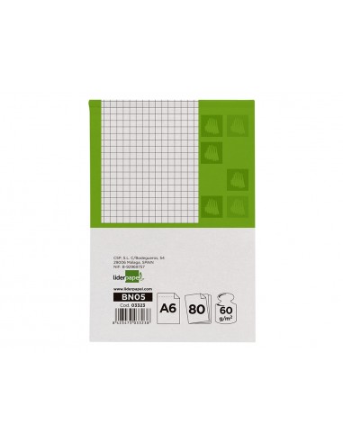 Bloc notas liderpapel cuadro 4mm a6...