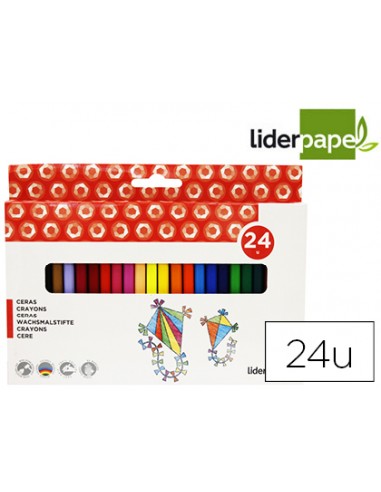 Lapices cera liderpapel caja de 24...