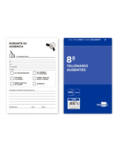 Talonario liderpapel ausentes octavo...