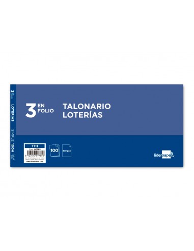 Talonario liderpapel loteria tres en...