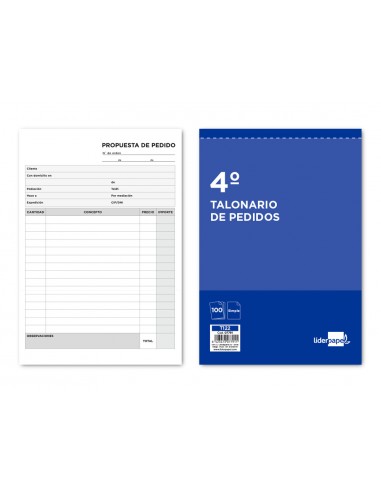 Talonario liderpapel pedidos cuarto...
