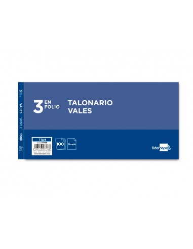 Talonario liderpapel vales tres en...