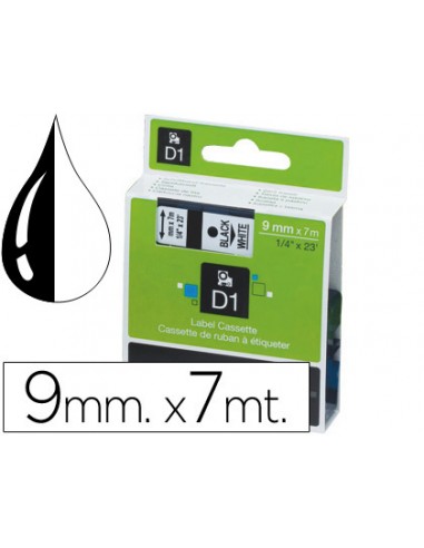Cinta dymo negro-transparente 9mm x...