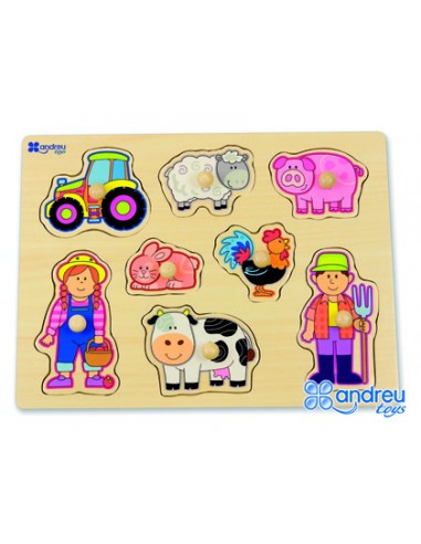 Puzle andreutoys madera granja 8 piezas